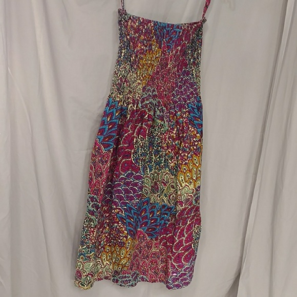 Bright Colorful Strapless Sundress Boho Indian Dress by Cynthia Mehta w Stretch - Picture 8 of 8